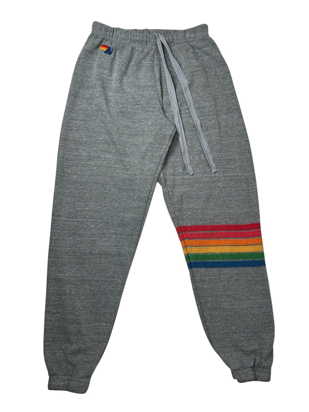 Aviator Nation Rainbow Stripe Sweatpants Gray Vintage Joggers M Made in USA